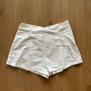 White Pleated Shorts